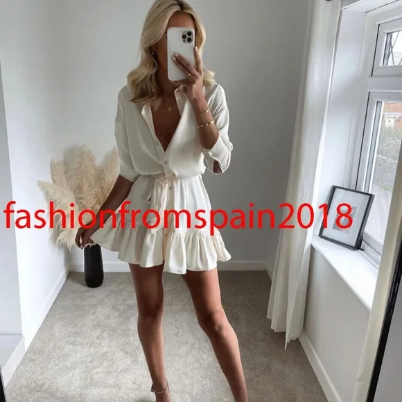 Zara | Dresses | Zara New Women Short Ruffled Satin Dress Size Large